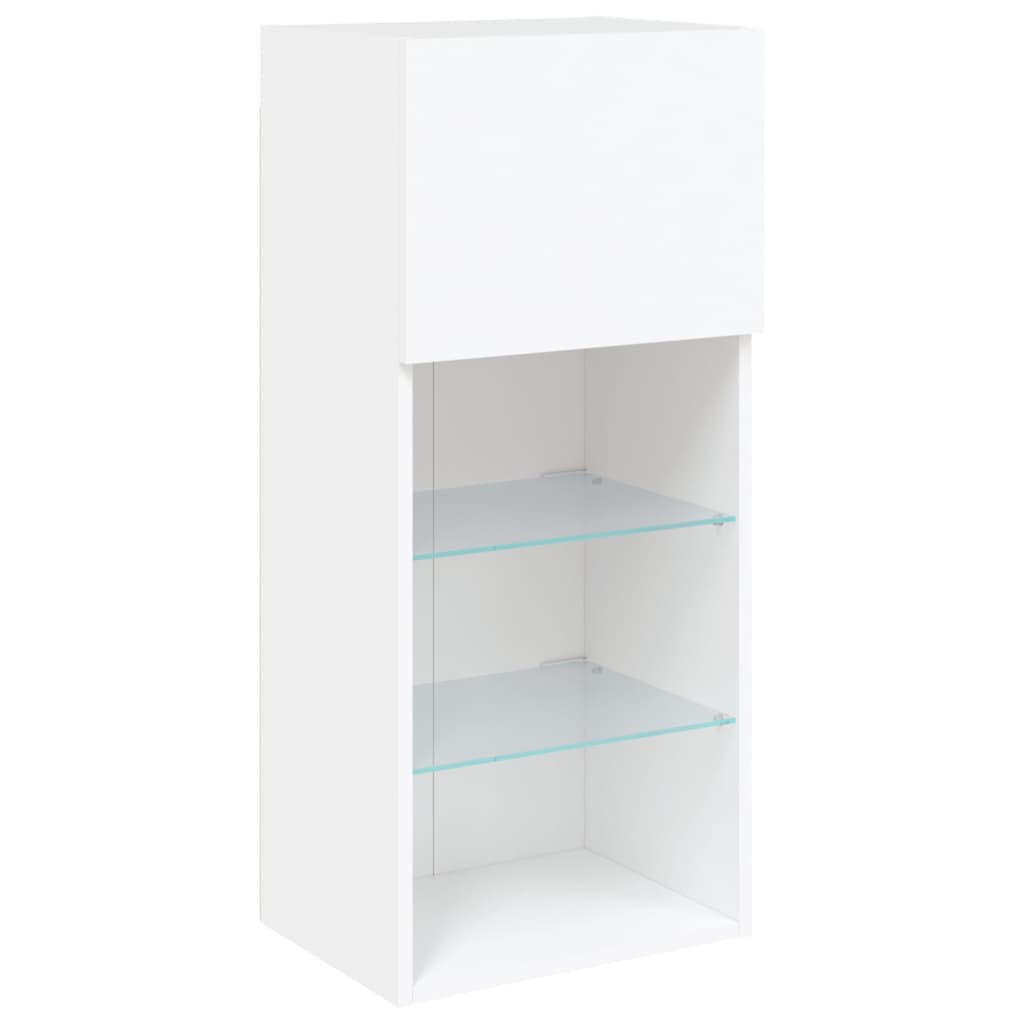 tv-bord med LED-lys 40,5x30x60 cm hvid