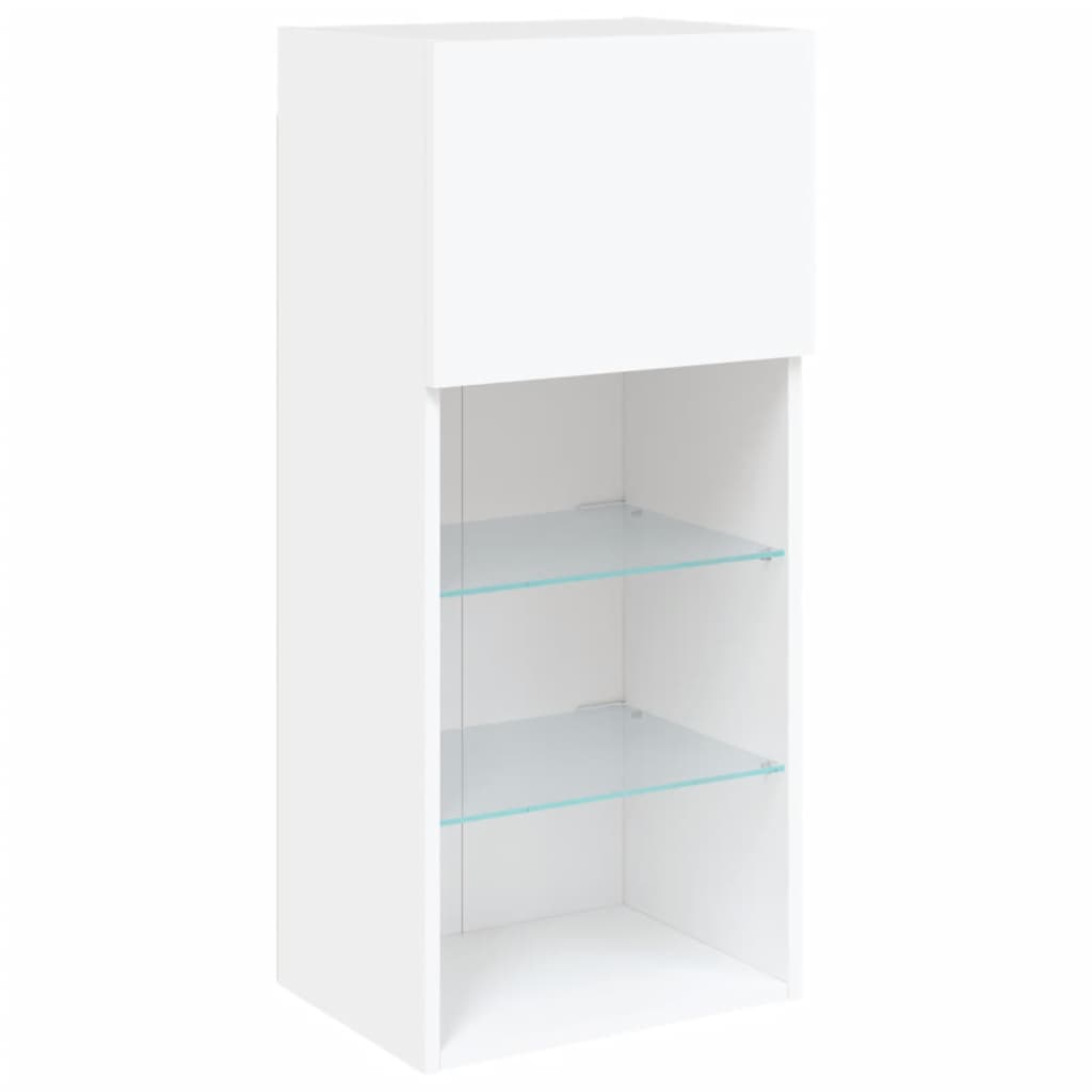 tv-borde med LED-lys 2 stk. 40,5x30x90 cm hvid