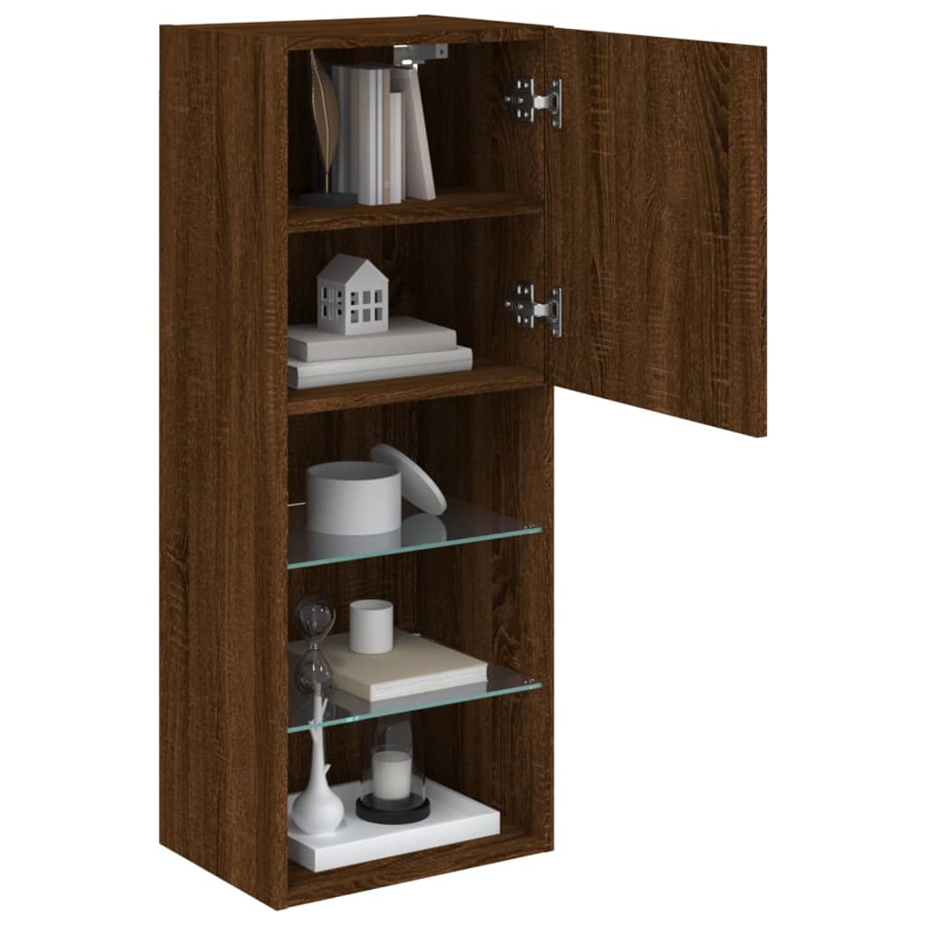 tv-bord med LED-lys 40,5x30x102 cm brun egetræsfarve