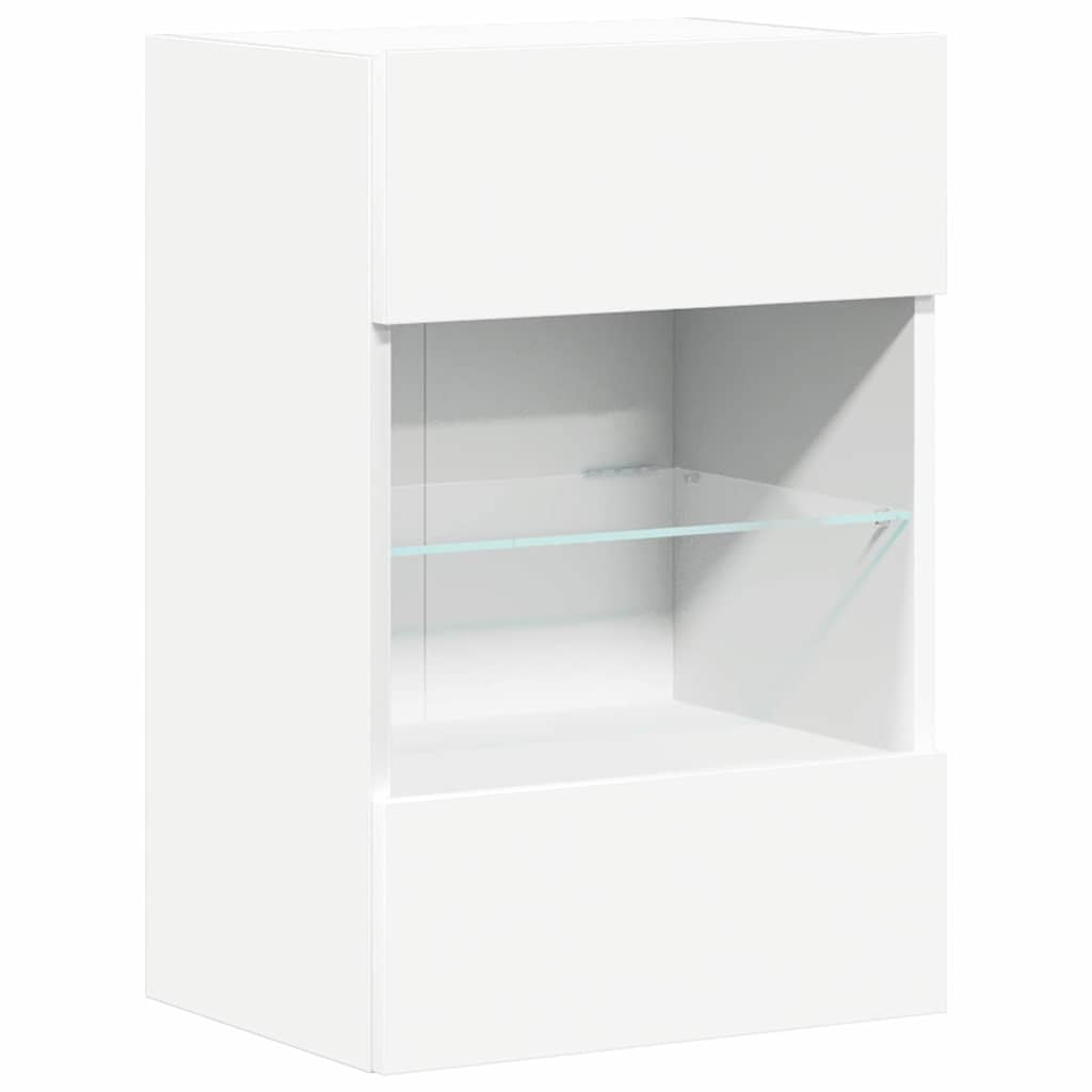 væghængte skabe til TV 2 stk. med LED-lys 40x30x60,5 cm hvid