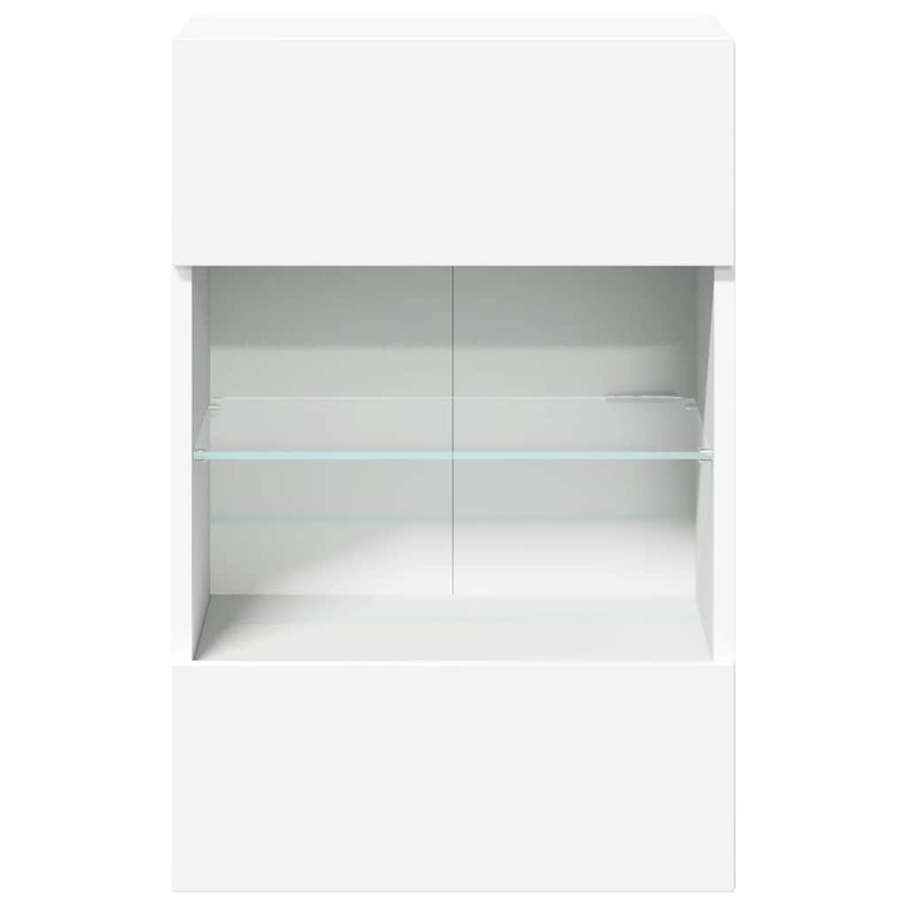væghængte skabe til TV 2 stk. med LED-lys 40x30x60,5 cm hvid