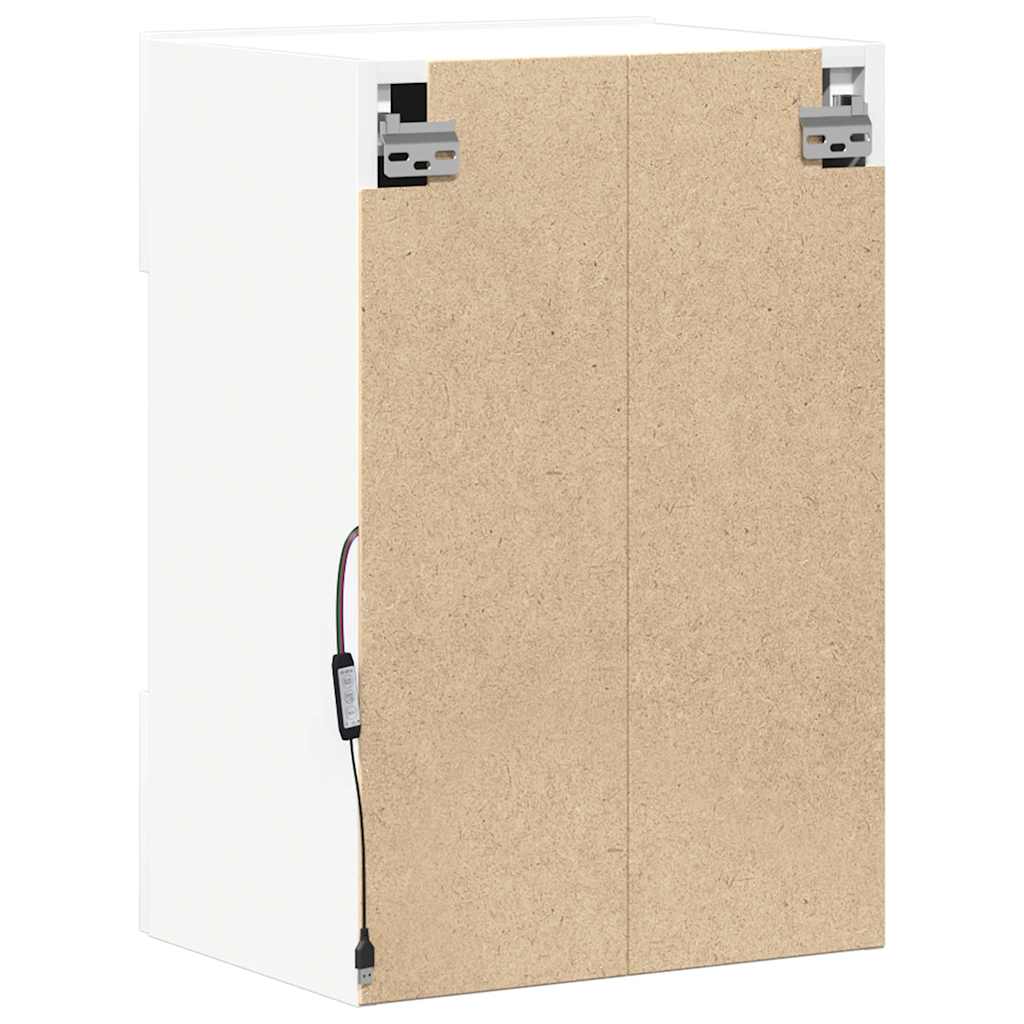 væghængte skabe til TV 2 stk. med LED-lys 40x30x60,5 cm hvid