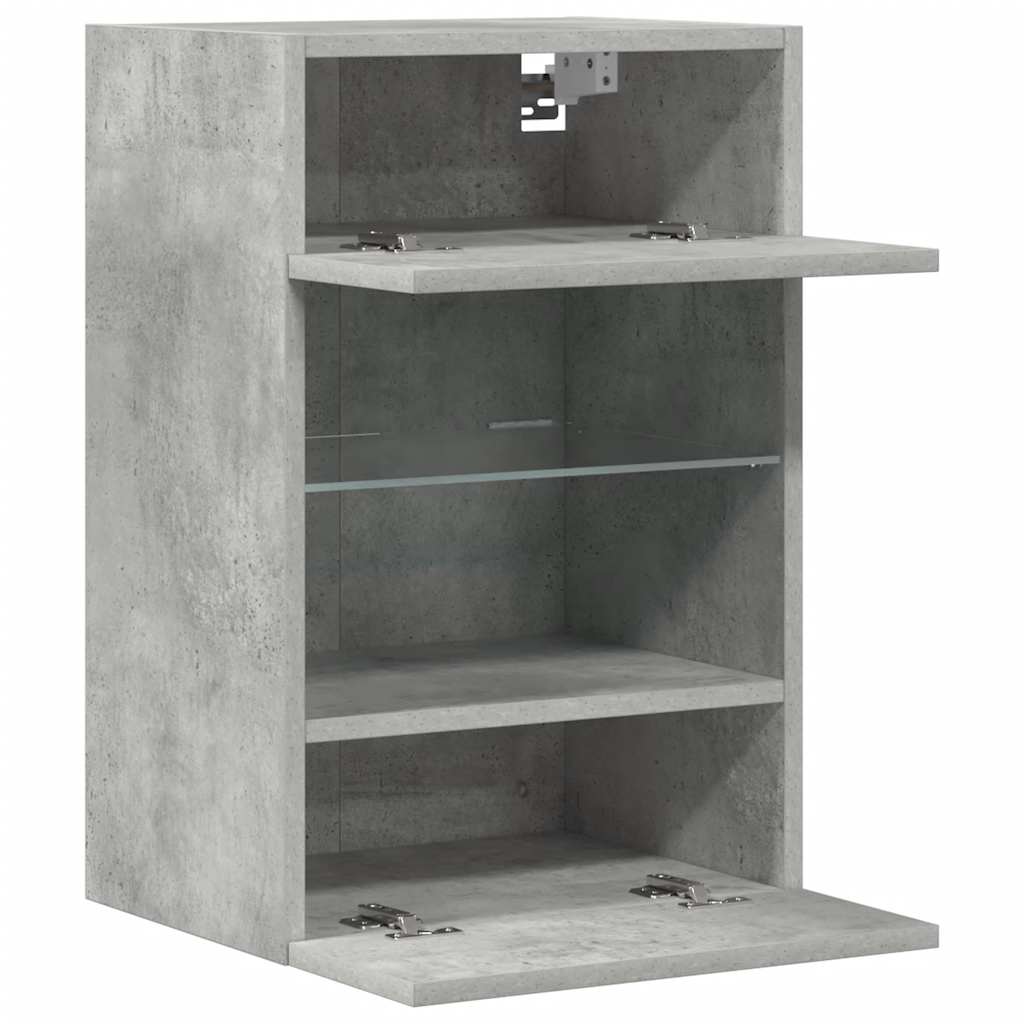 væghængte skabe til TV 2 stk. med LED-lys 40x30x60,5 cm betongrå