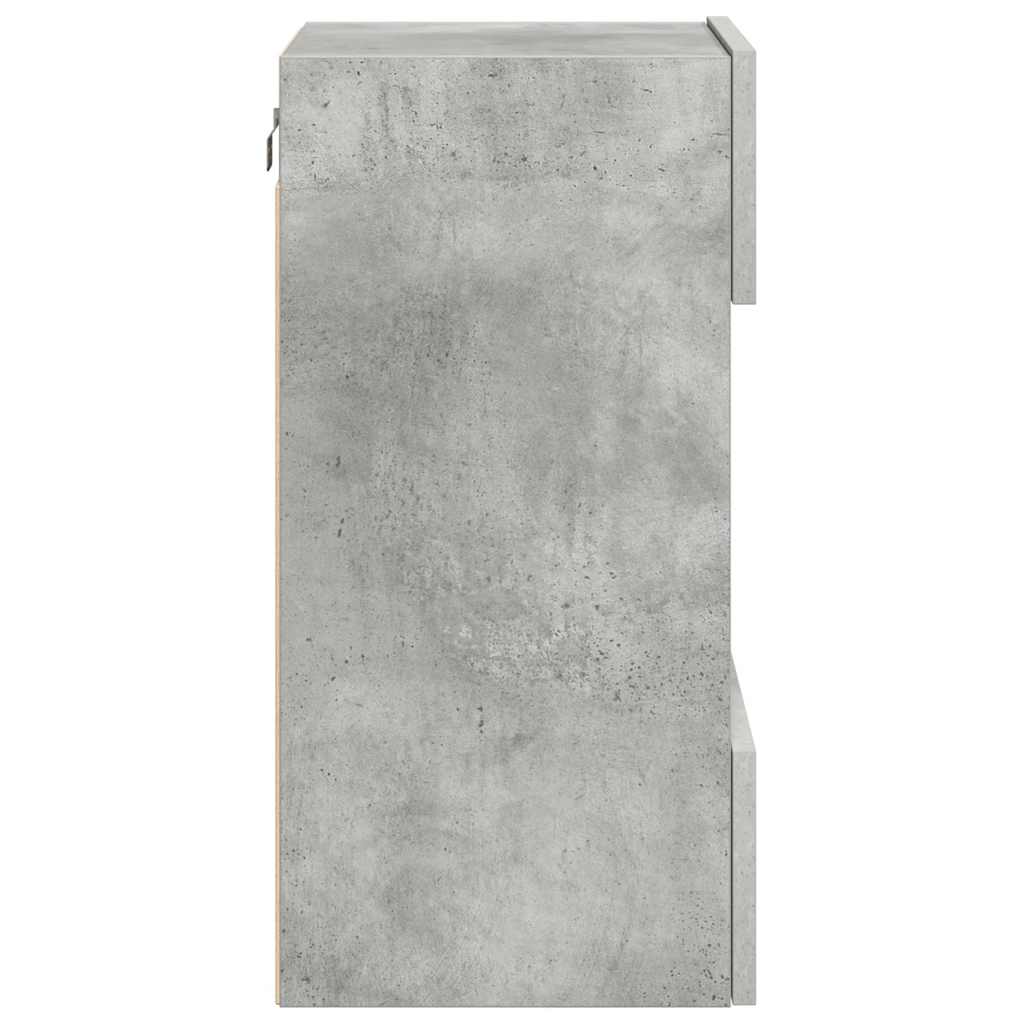 væghængte skabe til TV 2 stk. med LED-lys 40x30x60,5 cm betongrå