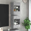 væghængte skabe til TV 2 stk. med LED-lys 40x30x60,5 cm betongrå