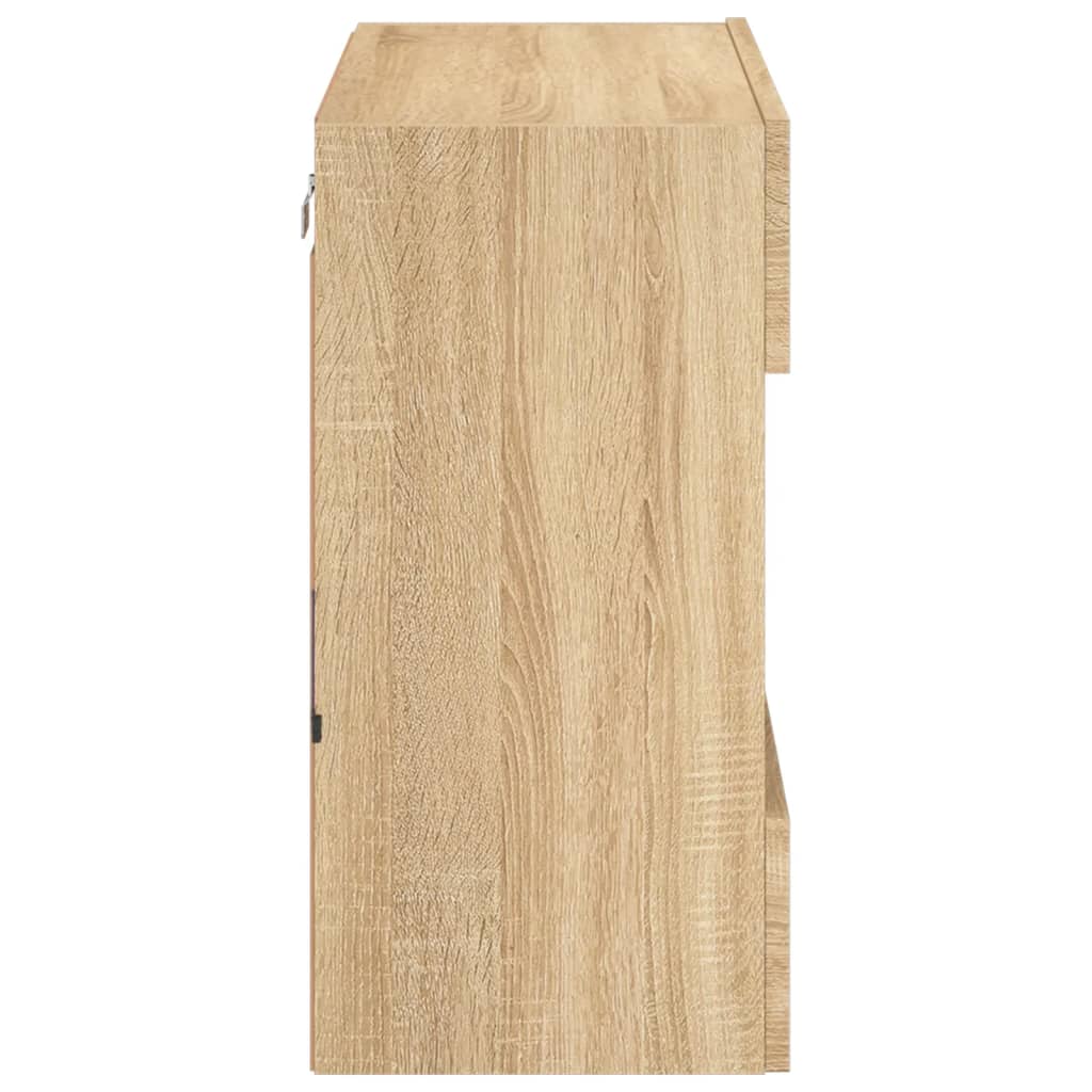 væghængt tv-bord med LED-lys 58,5x30x60,5 cm sonoma-eg