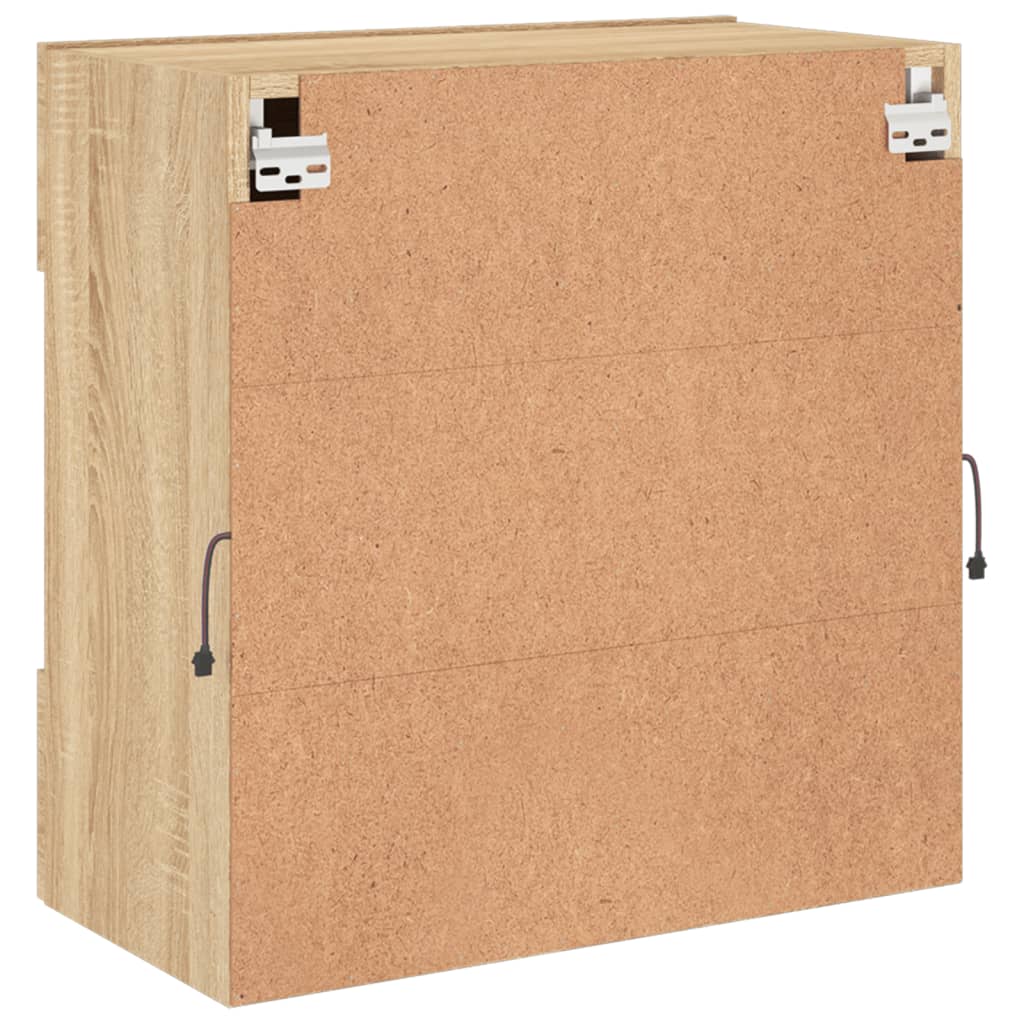 væghængt tv-bord med LED-lys 58,5x30x60,5 cm sonoma-eg