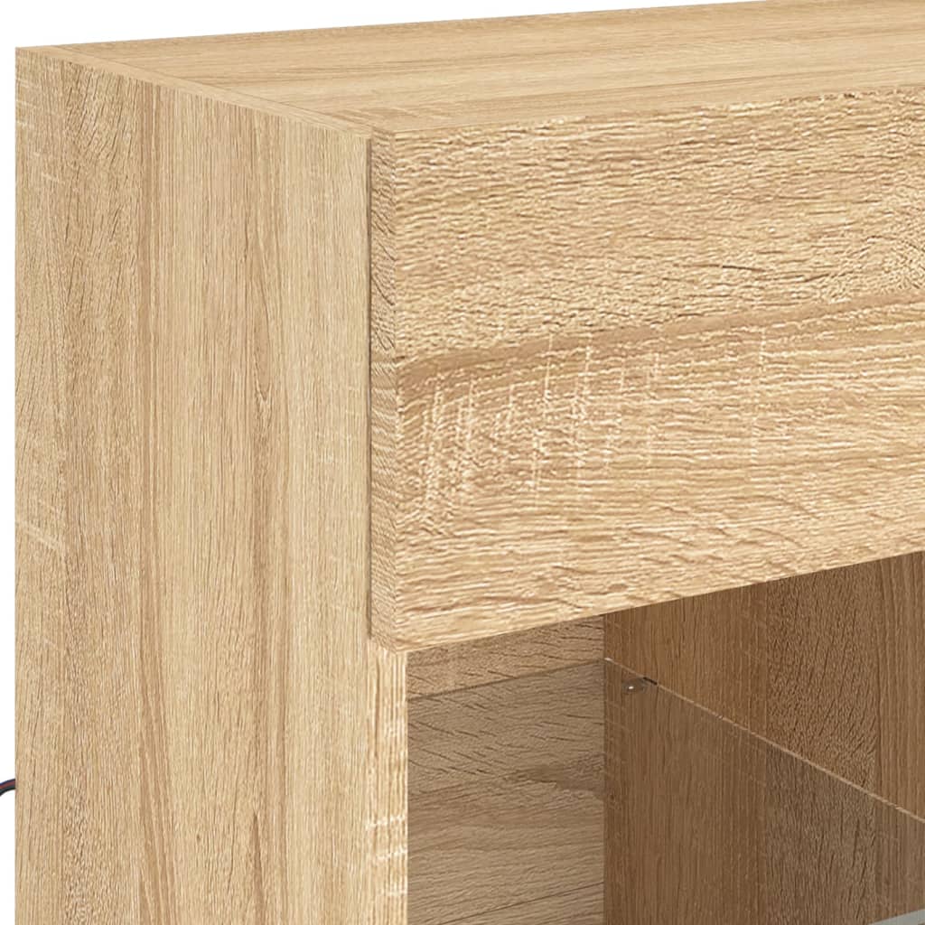 væghængt tv-bord med LED-lys 58,5x30x60,5 cm sonoma-eg