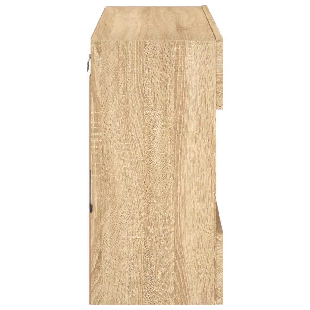 væghængt tv-bord med LED-lys 78,5x30x60,5 cm sonoma-eg