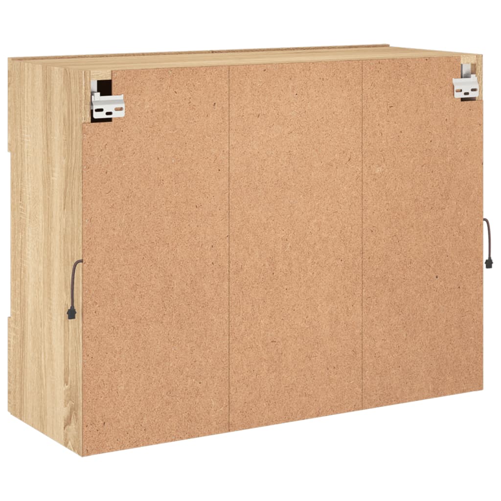 væghængt tv-bord med LED-lys 78,5x30x60,5 cm sonoma-eg