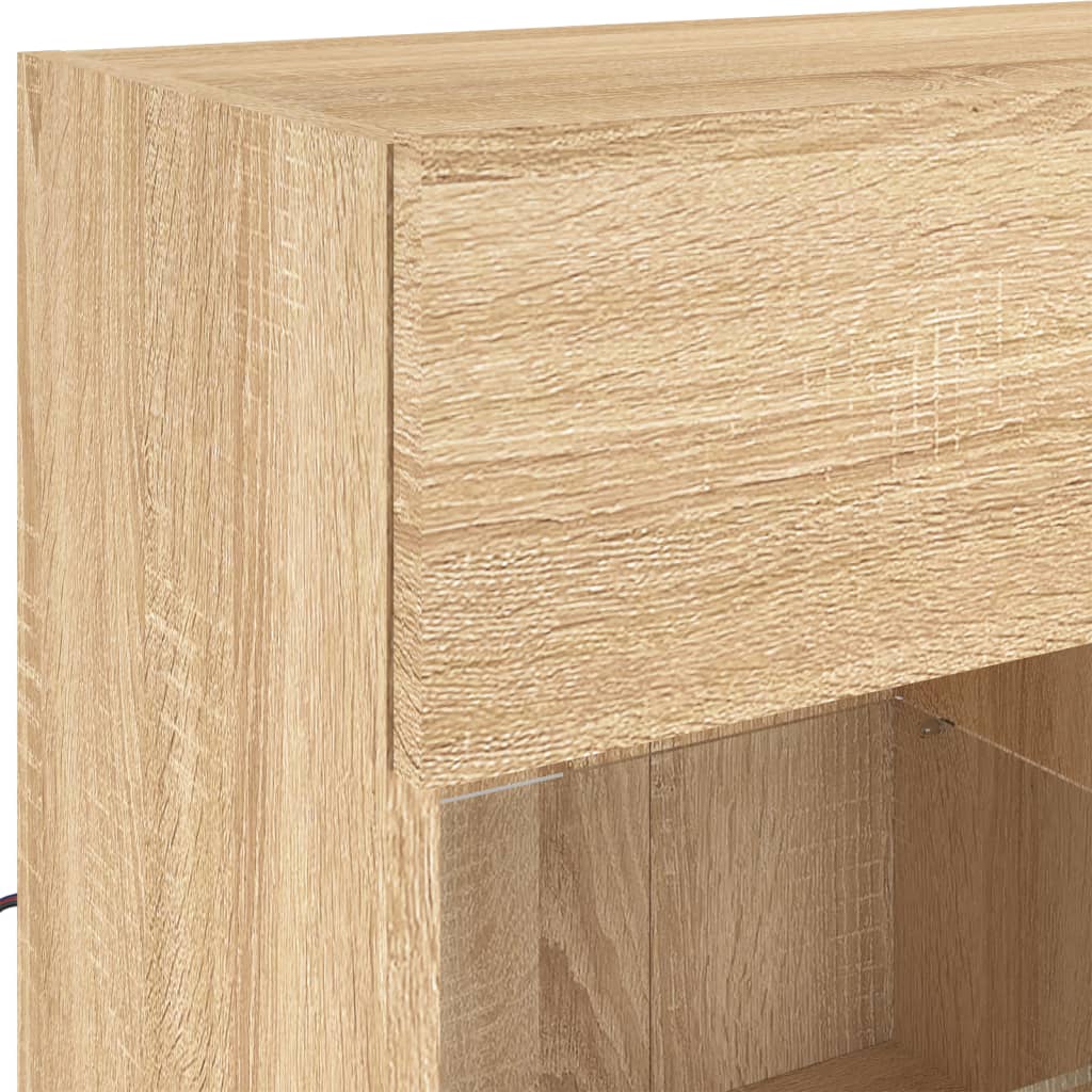 væghængt tv-bord med LED-lys 78,5x30x60,5 cm sonoma-eg
