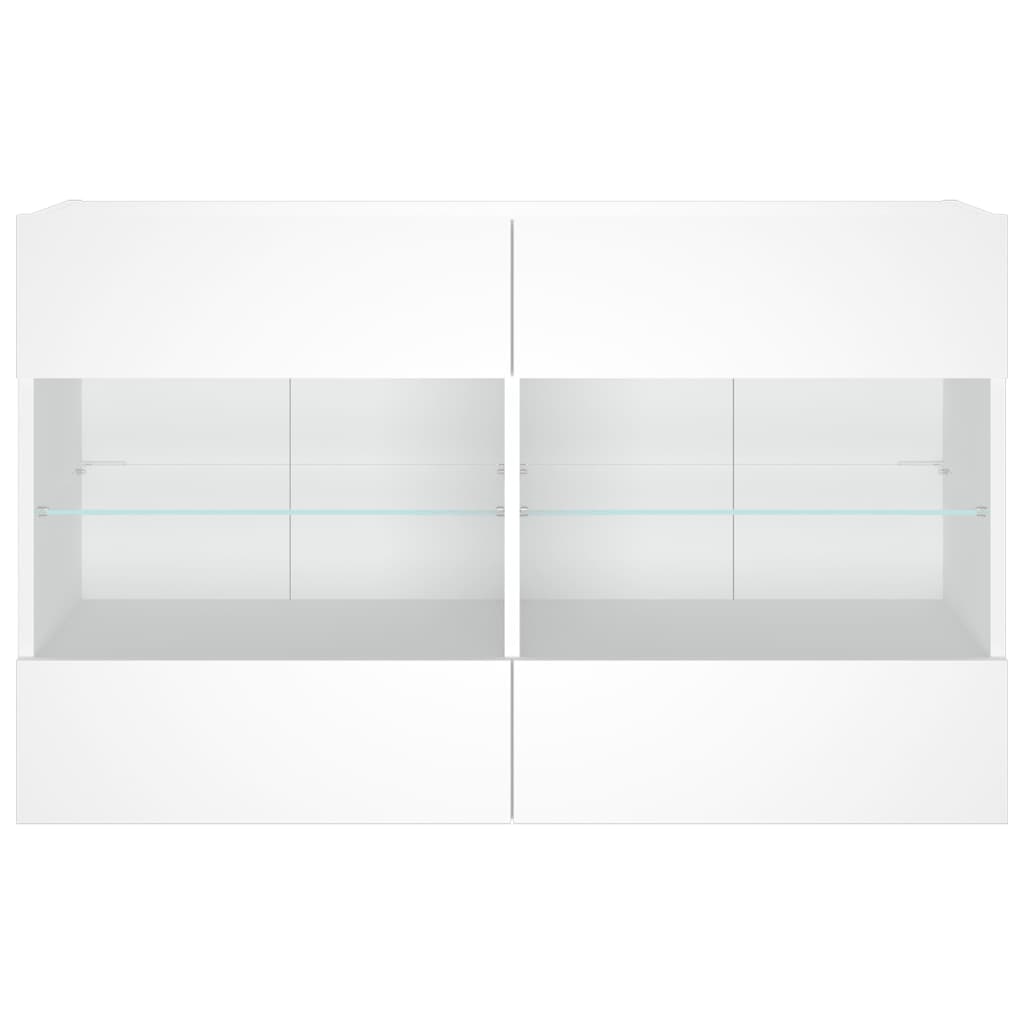 væghængt tv-bord med LED-lys 98,5x30x60,5 cm hvid