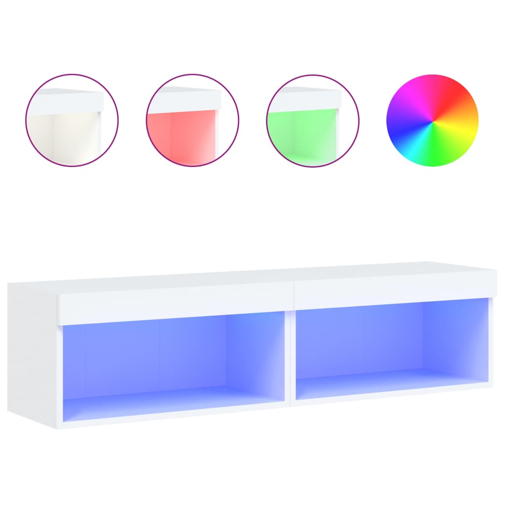 tv-borde med LED-lys 2 stk. 60x30x30 cm hvid