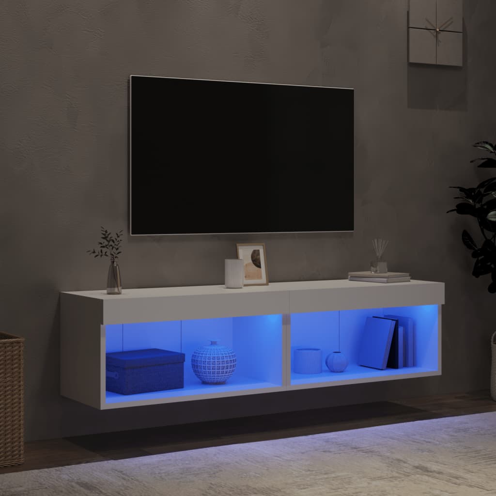 tv-borde med LED-lys 2 stk. 60x30x30 cm hvid