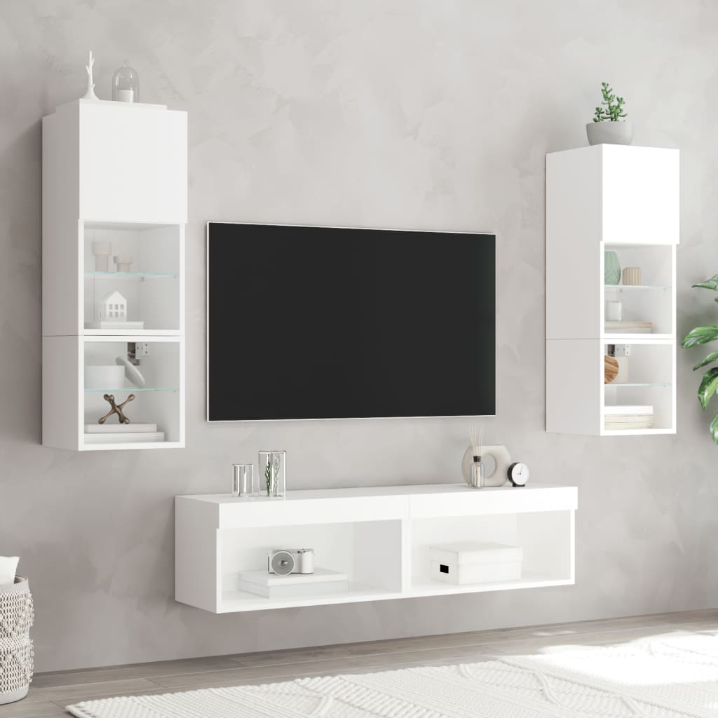 tv-borde med LED-lys 2 stk. 60x30x30 cm hvid