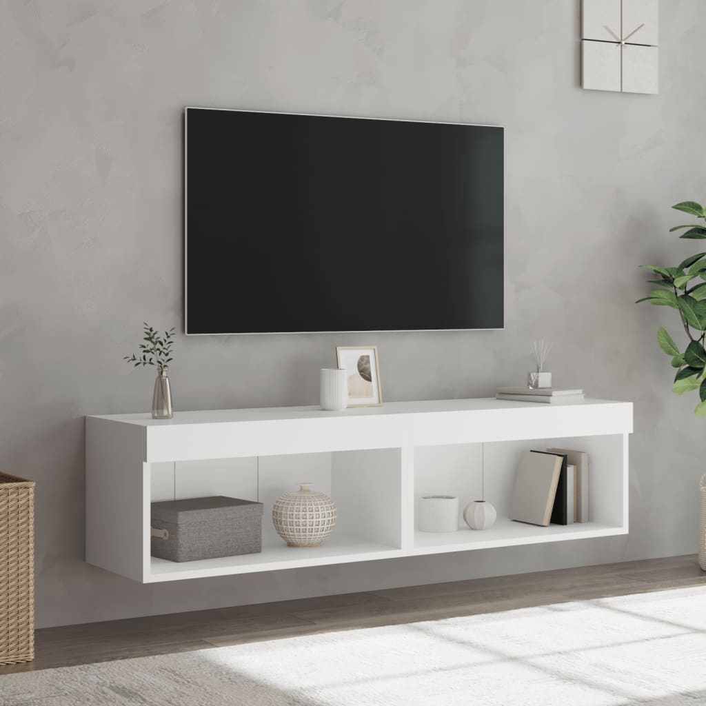 tv-borde med LED-lys 2 stk. 60x30x30 cm hvid