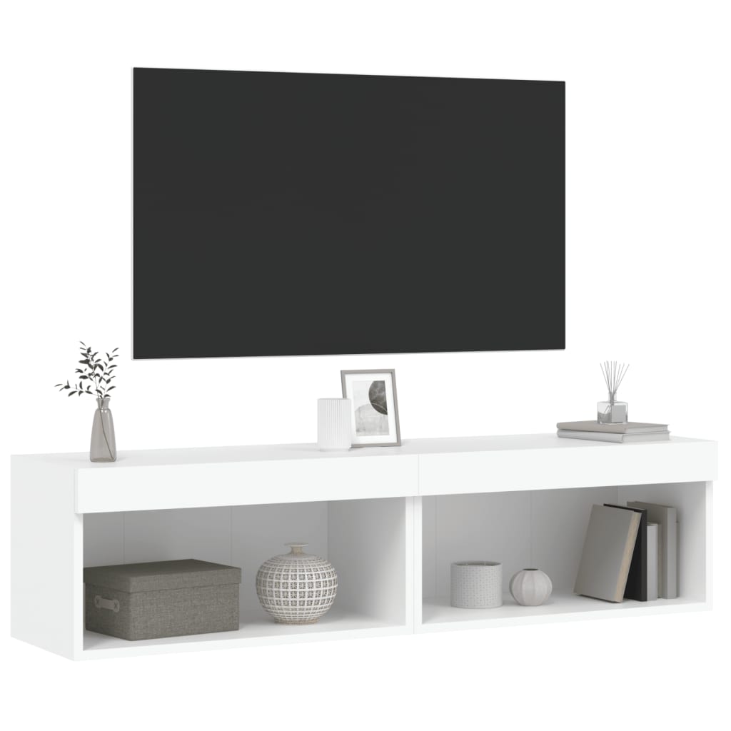 tv-borde med LED-lys 2 stk. 60x30x30 cm hvid