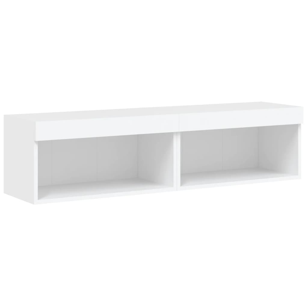 tv-borde med LED-lys 2 stk. 60x30x30 cm hvid