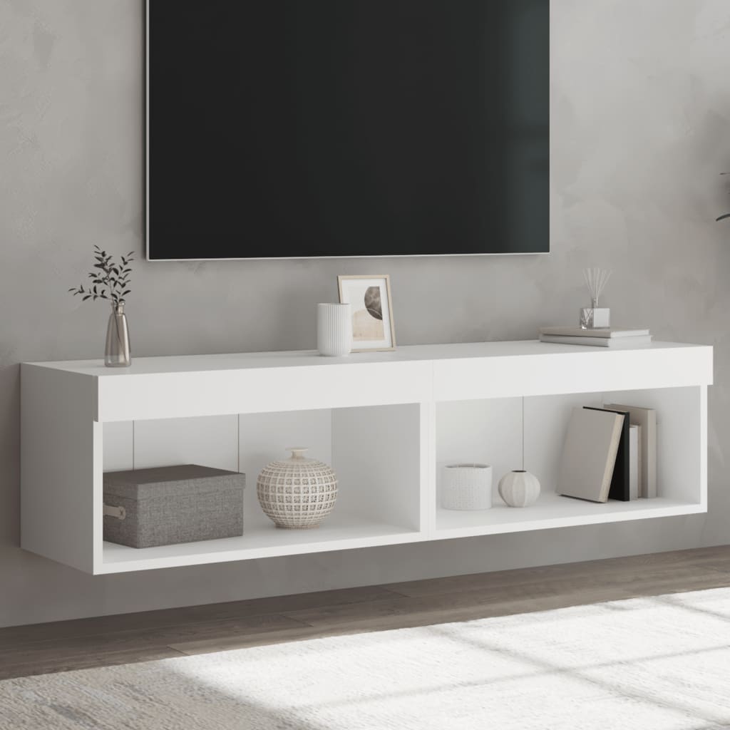 tv-borde med LED-lys 2 stk. 60x30x30 cm hvid