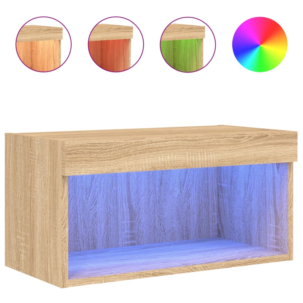 tv-bord 60x30x30 cm med LED-lys sonoma-eg