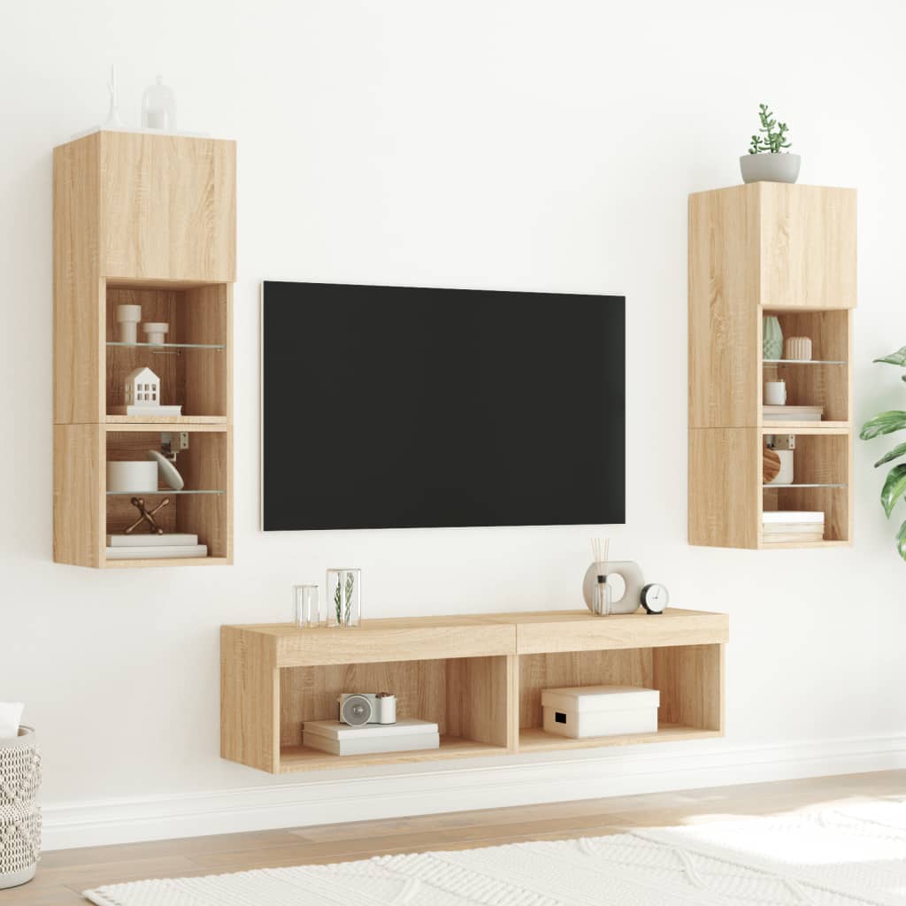 tv-bord 60x30x30 cm med LED-lys sonoma-eg