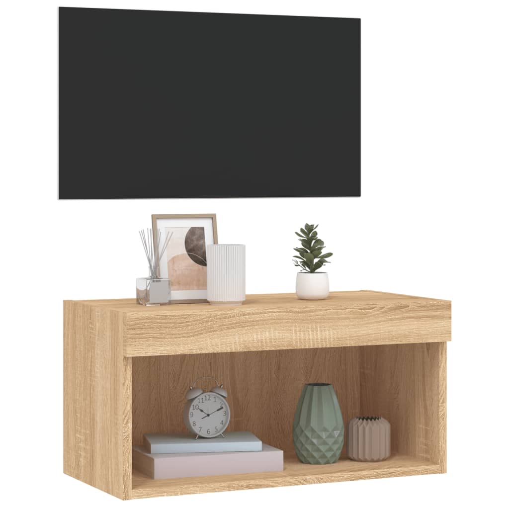 tv-bord 60x30x30 cm med LED-lys sonoma-eg