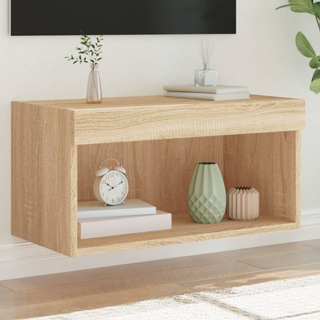 tv-bord 60x30x30 cm med LED-lys sonoma-eg