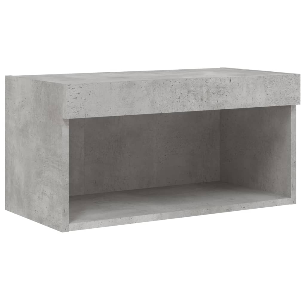 tv-bord med LED-lys 60x30x30 cm betongrå