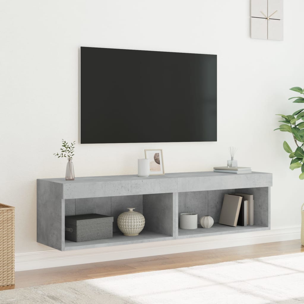 tv-borde med LED-lys 2 stk. 60x30x30 cm betongrå