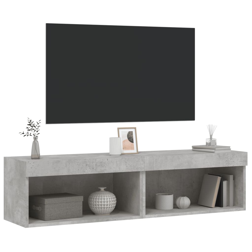 tv-borde med LED-lys 2 stk. 60x30x30 cm betongrå