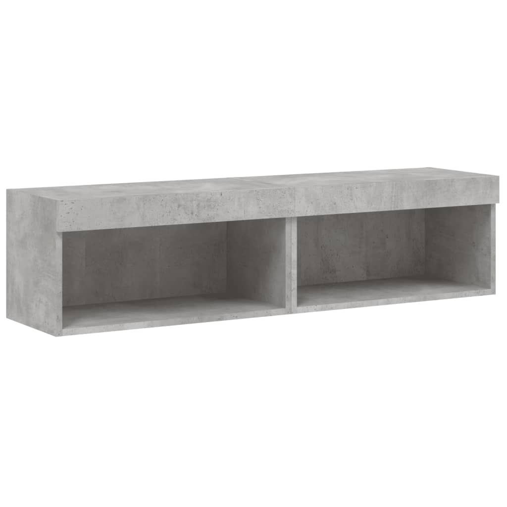 tv-borde med LED-lys 2 stk. 60x30x30 cm betongrå