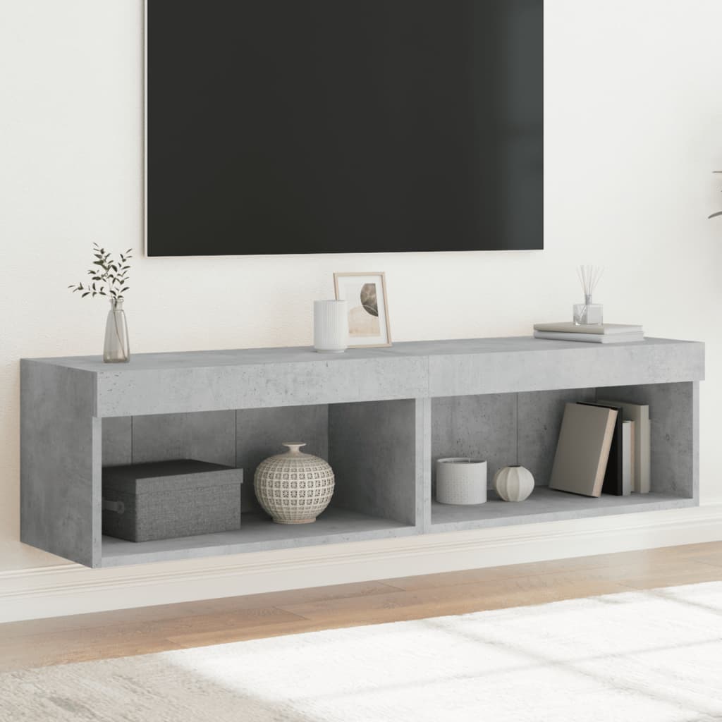 tv-borde med LED-lys 2 stk. 60x30x30 cm betongrå