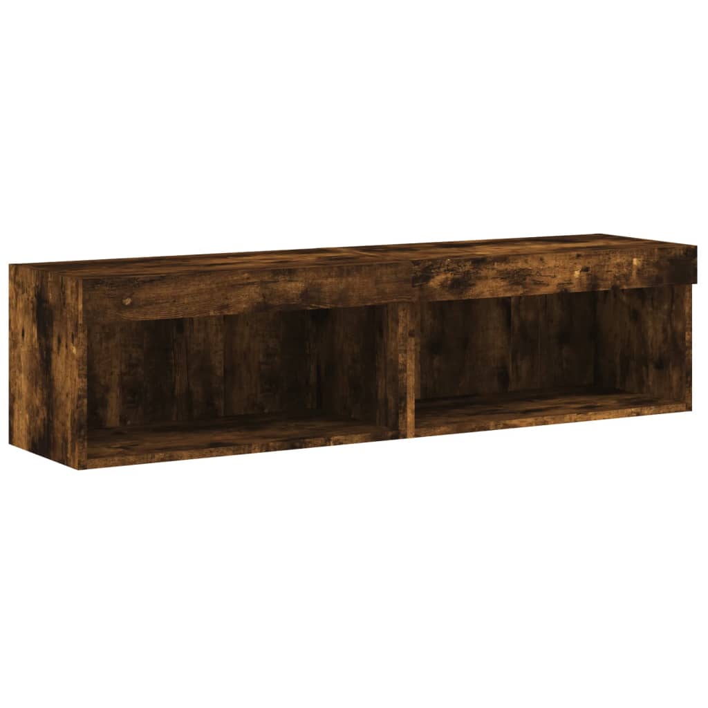 tv-borde med LED-lys 2 stk. 60x30x30 cm røget egetræsfarve