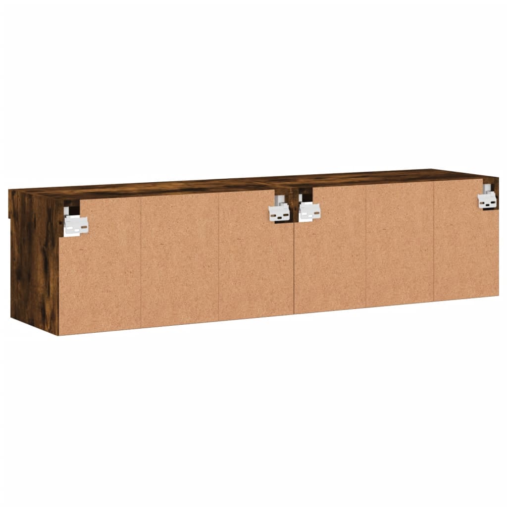 tv-borde med LED-lys 2 stk. 60x30x30 cm røget egetræsfarve