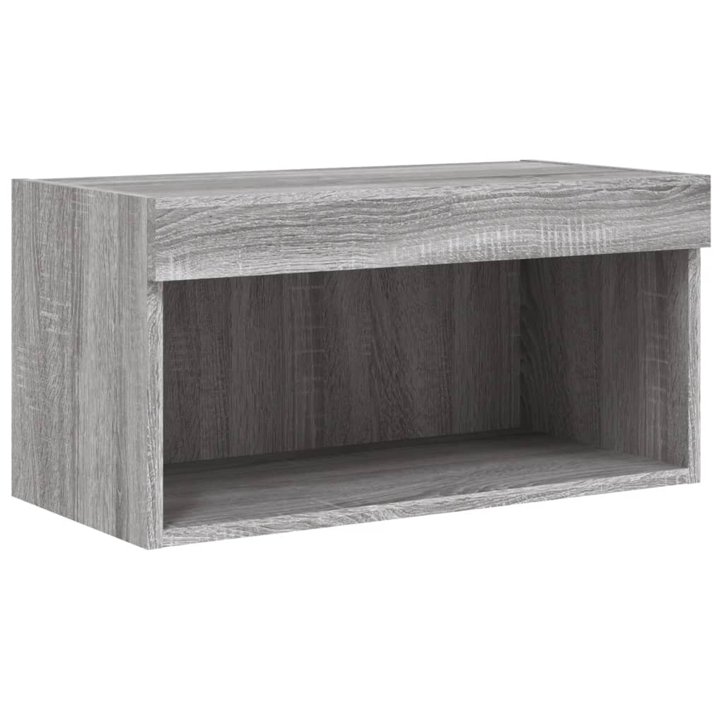 tv-bord 60x30x30 cm med LED-lys grå sonoma-eg