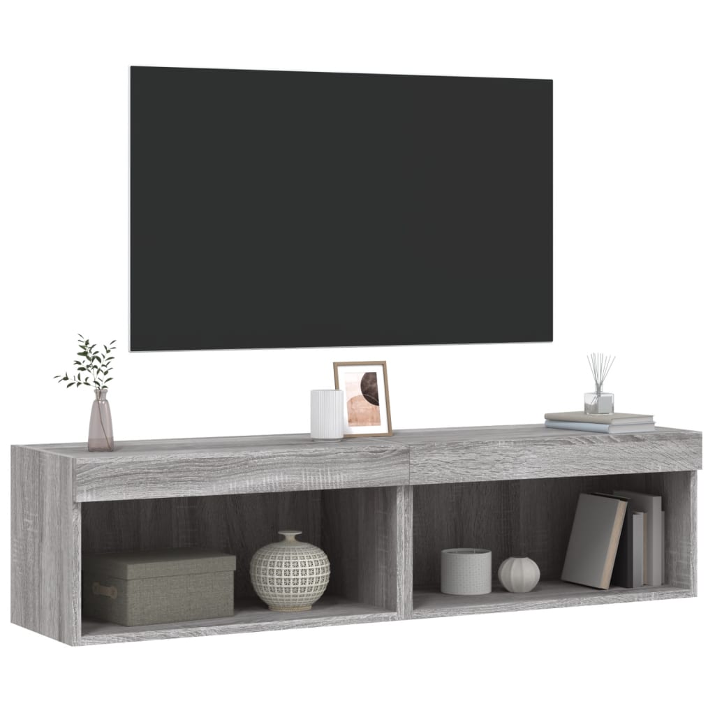 tv-borde 2 stk. 60x30x30 cm med LED-lys grå sonoma-eg