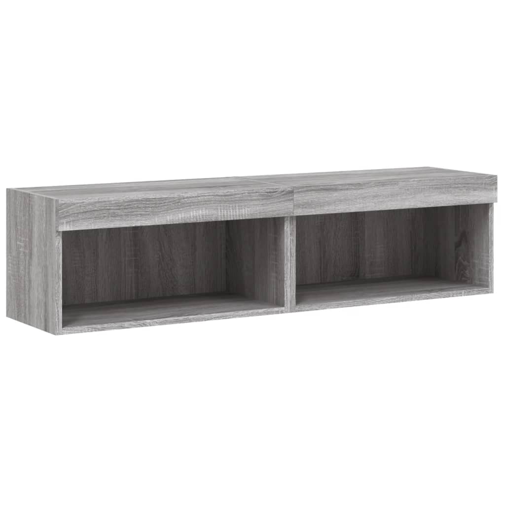 tv-borde 2 stk. 60x30x30 cm med LED-lys grå sonoma-eg