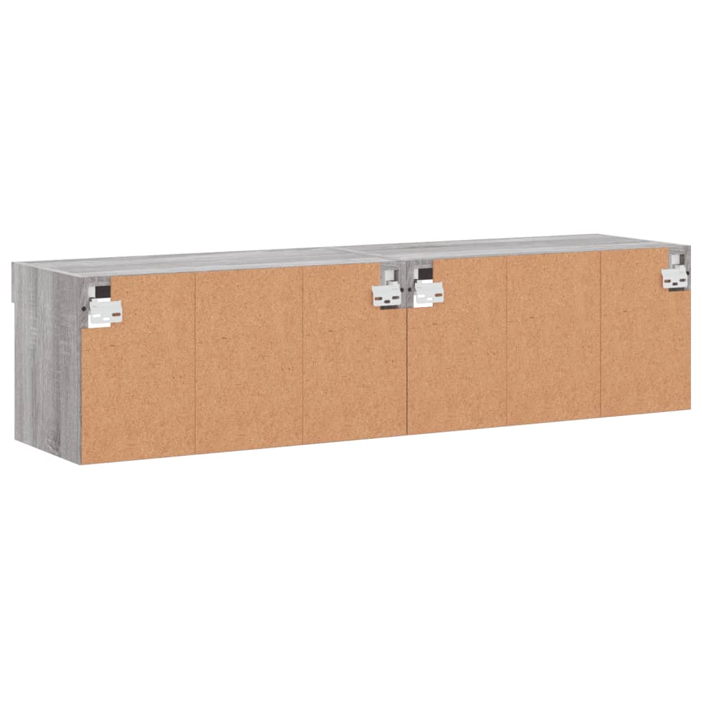 tv-borde 2 stk. 60x30x30 cm med LED-lys grå sonoma-eg