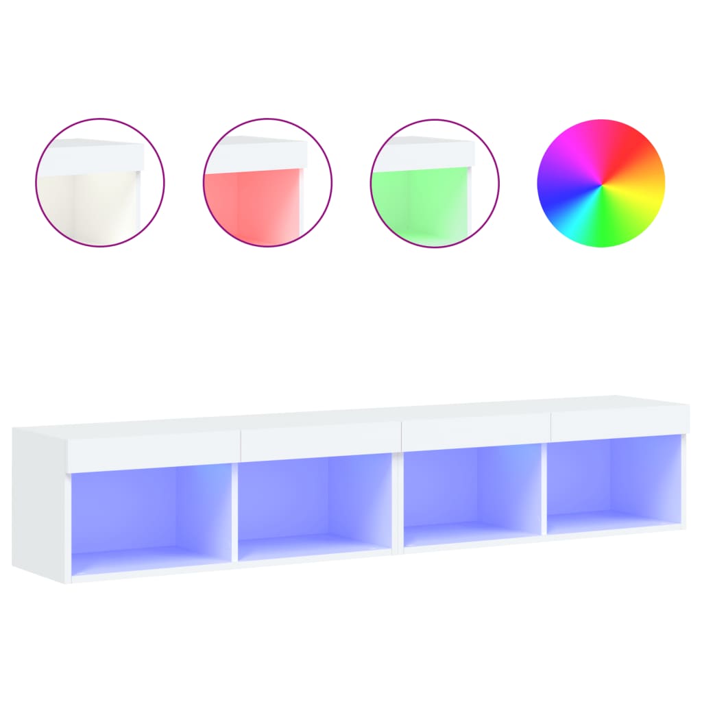 tv-borde 2 stk. med LED-lys 80x30x30 cm hvid