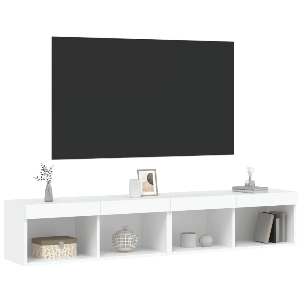 tv-borde 2 stk. med LED-lys 80x30x30 cm hvid