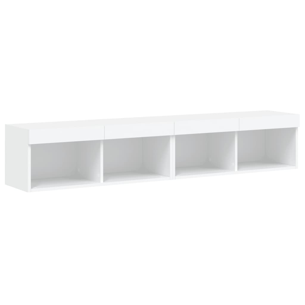 tv-borde 2 stk. med LED-lys 80x30x30 cm hvid