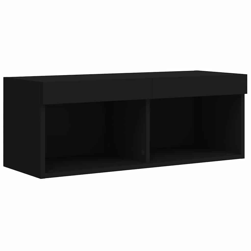 tv-bord med LED-lys 80x30x30 cm sort