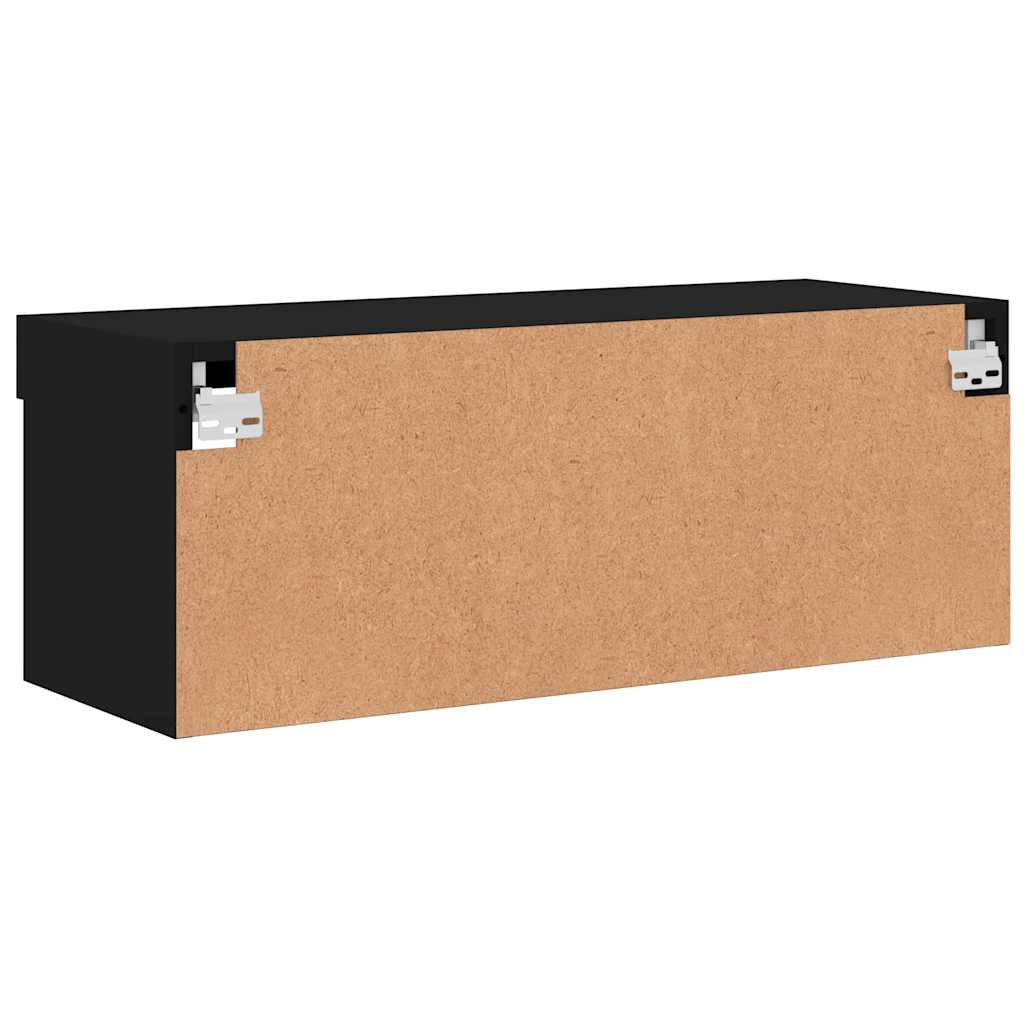 tv-bord med LED-lys 80x30x30 cm sort