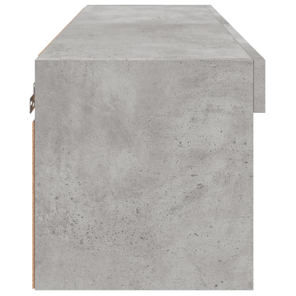 sengebord med LED-lys 80x30x30 cm betongrå