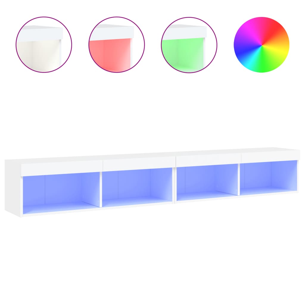 tv-borde 2 stk. med LED-lys 100x30x30 cm hvid