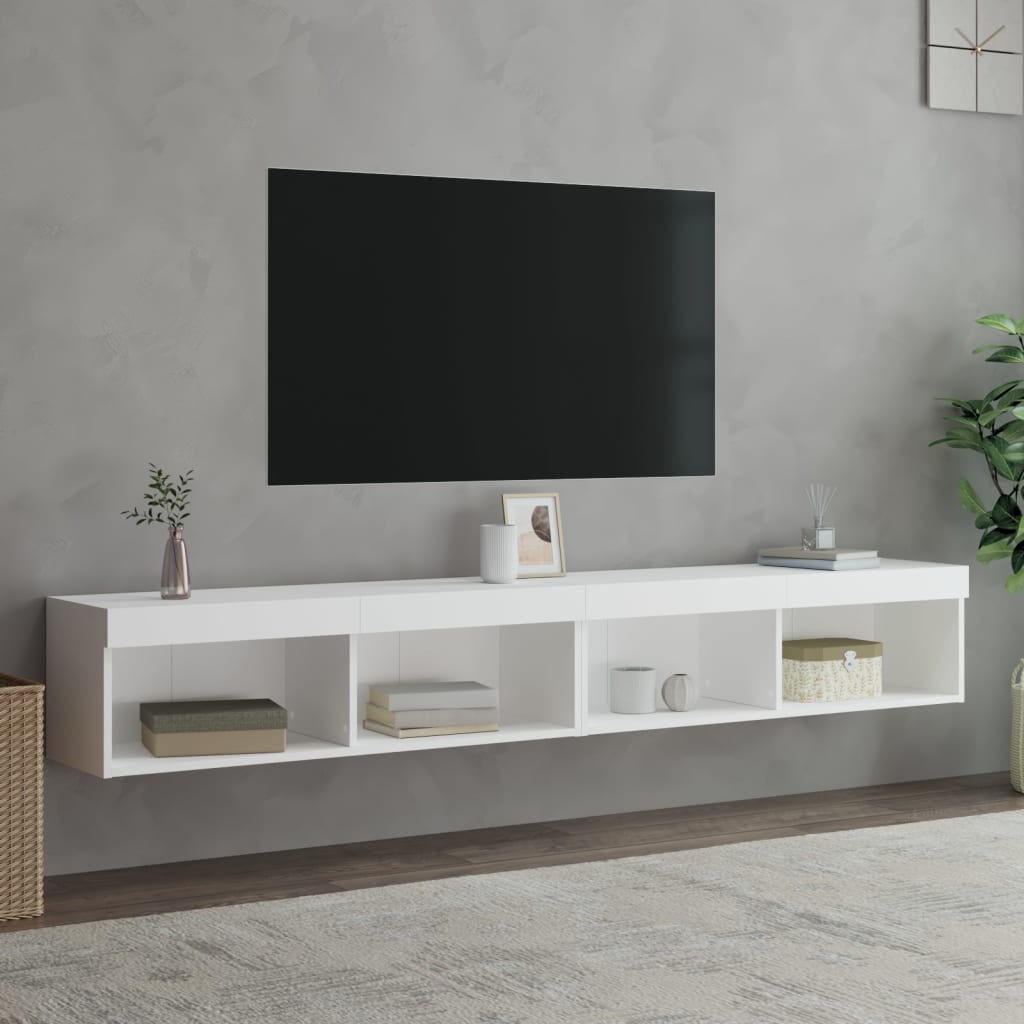 tv-borde 2 stk. med LED-lys 100x30x30 cm hvid
