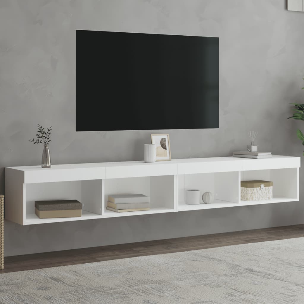 tv-borde 2 stk. med LED-lys 100x30x30 cm hvid