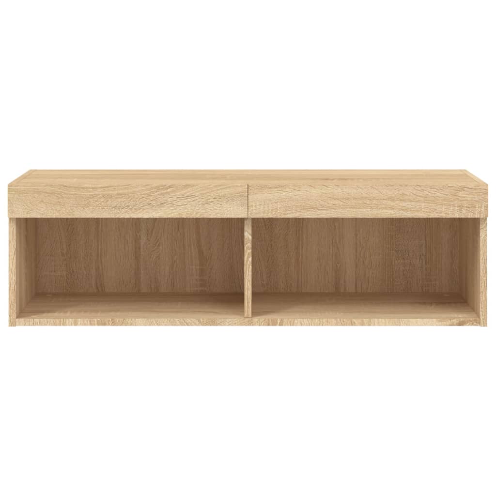 tv-bord med LED-lys 100x30x30 cm sonoma-eg