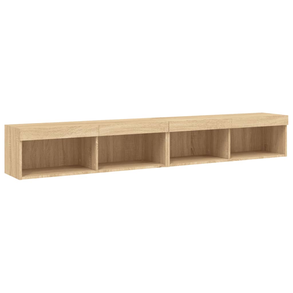 tv-borde 2 stk. med LED-lys 100x30x30 cm sonoma-eg