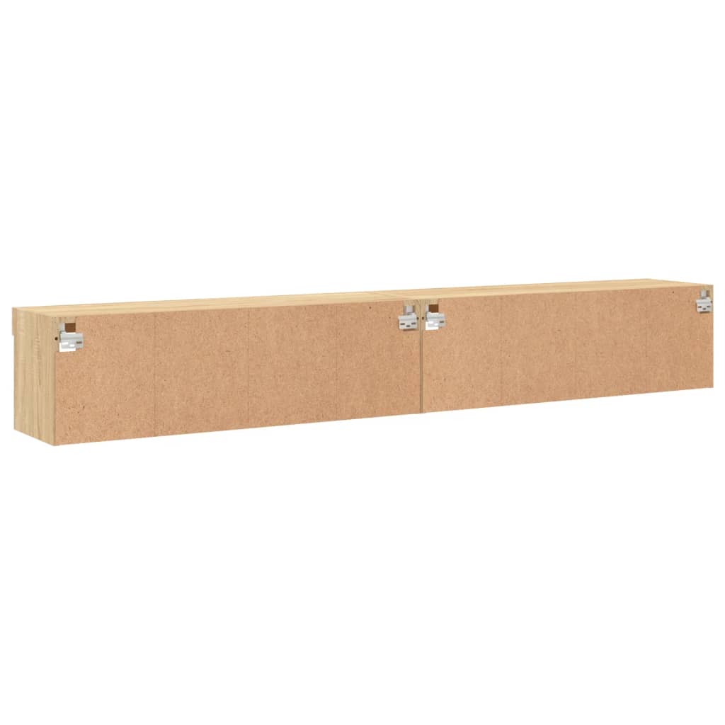 tv-borde 2 stk. med LED-lys 100x30x30 cm sonoma-eg